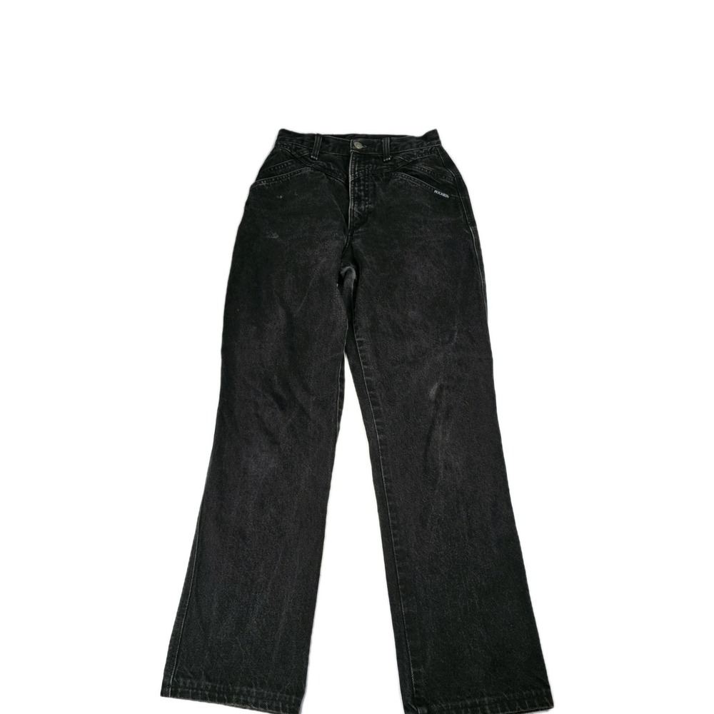 Vintage Rockies Jeans Womens 28 Black High Rise Tapered Leg Denim‎ Pants 90s USA